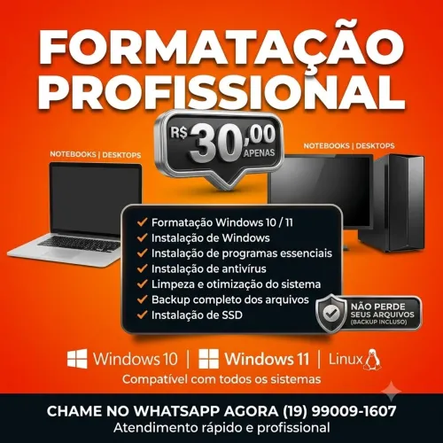 ? ? FORMATAÇÃO DE PC E NOTEBOOK - R$ 30,00