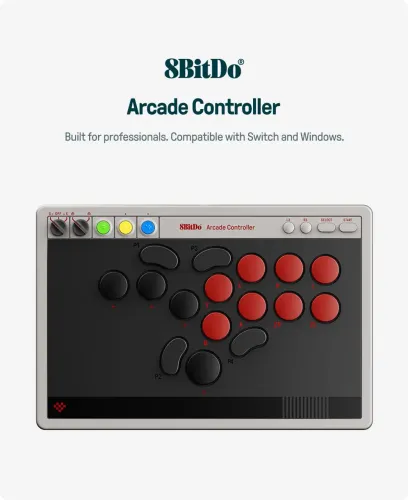 Controle Arcade 8BitDo All Button Sem Fio: precisão total para Switch, Switch 2 e Windows