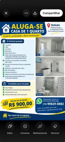 Alugo casa de 1 quarto