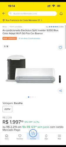 Ar condicionado Wi-Fi novo