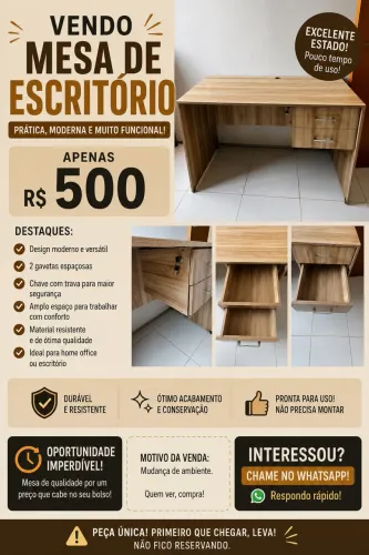 OPORTUNIDADE! MESA DE ESCRITÓRIO POR APENAS R$ 499,00