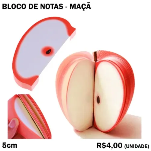 Bloco de Notas Maçã - 3 Unidades