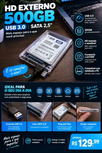 HD EXTERNO 500GB USB 3.0