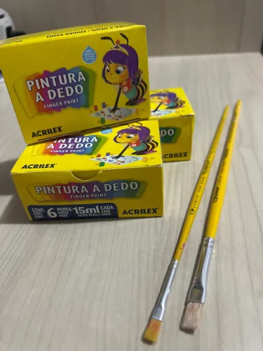 Tinta acrilex - 3 caixas e 2 pincéis