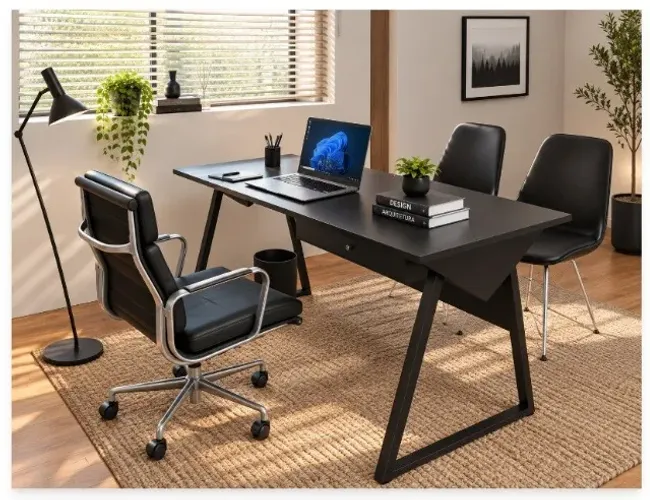 Mesa Office Clean Santoro. Em Madeira Maciça L100CM X P50cm x A74cm