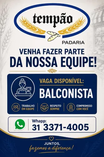 Balconista em Padaria
