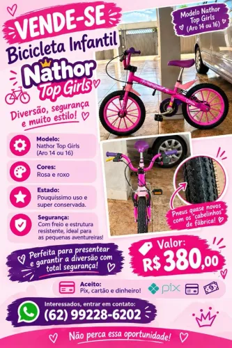 Bicicleta infantil Nathor aro 16 semi nona pouco usada aceito proposta