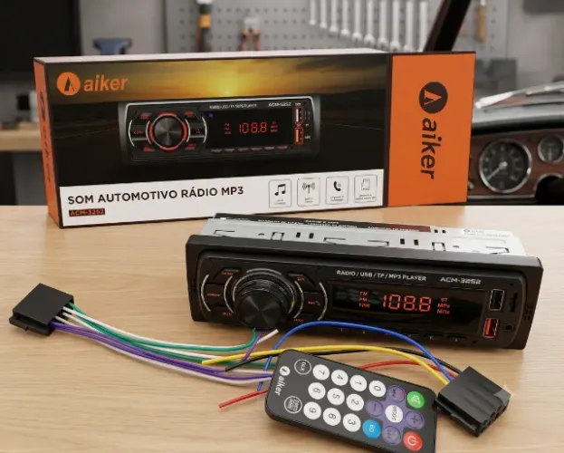 Rádio Automotivo Aiker ACM-3252 MP3 Bluetooth USB SD FM com Controle Remoto