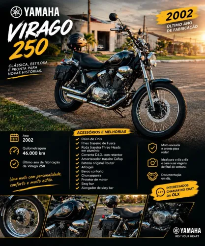 YAMAHA VIRAGO 250 2002 | ÚLTIMA DO ANO DE FABRICAÇÃO