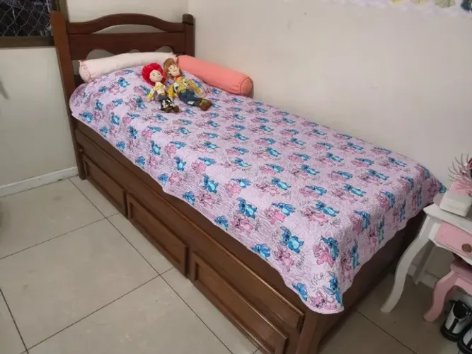 Cama Solteiro com Auxiliar e Gavetas