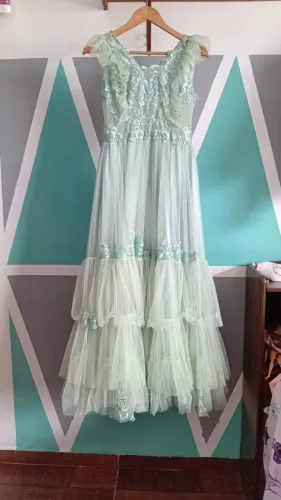 Vestido Festa Tule Verde Água Claro