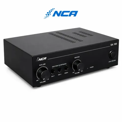 Amplificador de Som Compacto NCA SA 100 Som Ambiente Potência RMS 100W