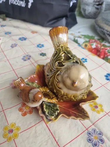 Decoração Vintage em Cerâmica - Casal de Passarinhos - Importada