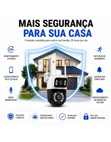 Câmera Wi-fi Externa 6mp 360° Visão Noturna Dupla Lente Ip65 Branca