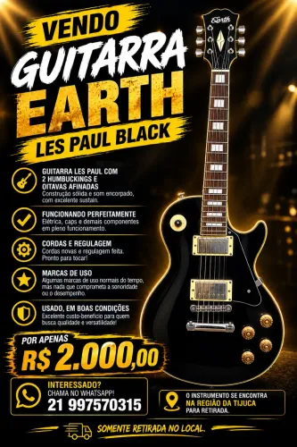Guitarra Earth Les Paul Black