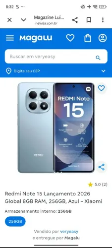 Vendo celular redmi note 15, 256GB