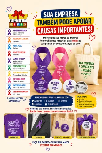 LACINHOS E BOTONS PERSONALIZADOS PARA CAMPANHAS DE CONSCIENTIZAÇÃO