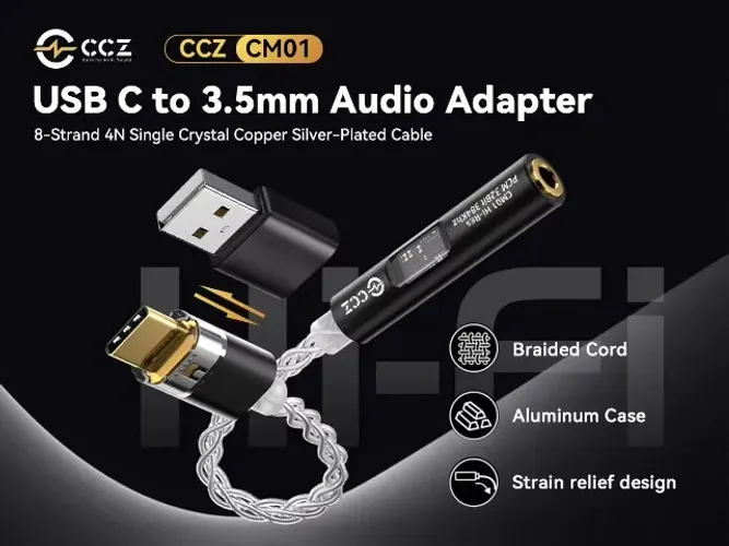 Conversor Adaptador DAC Amplificador para Fones de Ouvido Usb-C P2 3.5mm Novo na Caixa