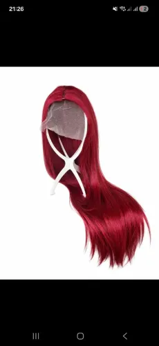 Peruca frontlace vermelha longa
