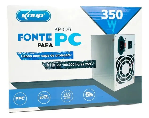 Fonte Para Pc Knup Kp-526 350w 110/220w Cor Prateado
