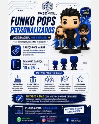 Funko Pop Personalizado 3D (Pintado à Mão) - Presentes Exclusivos