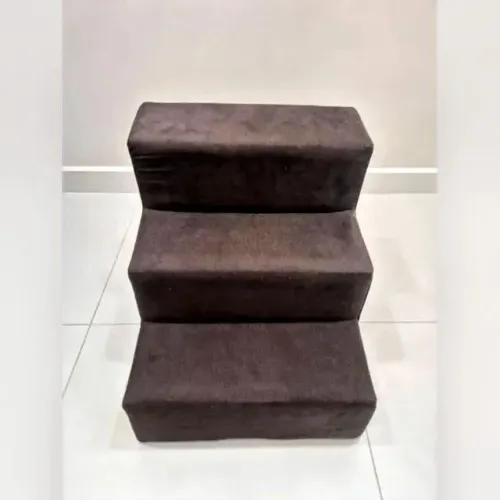Escada para Cachorro e Gato 3 Degraus de Madeira Acolchoada