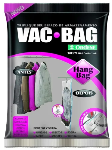 Saco a Vácuo Hang Bag Plástico Ordene para Armazenamento 120x70cm Viagem Armário