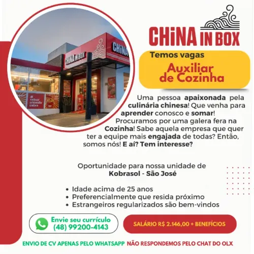 Auxiliar de Cozinha - Kobrasol