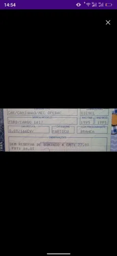 Chassis de cargo toco mecânica operacional no documento.