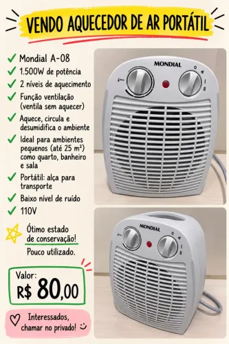 Aquecedor de Ar portátil 110V Mondial