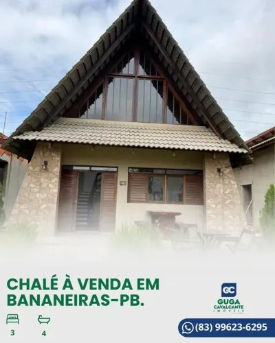 CONDOMÍNIO MONTE SINAI EM BANANEIRAS/PB. Belíssimo chalé à venda. com 3 suítes.