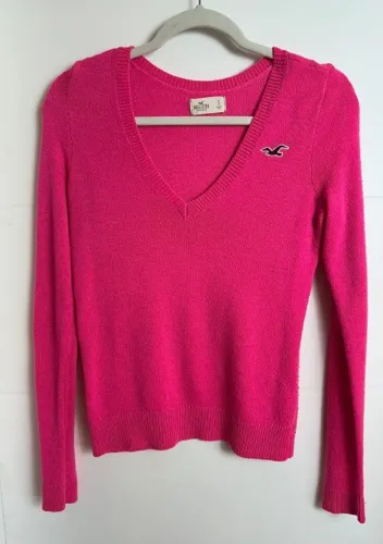 suéter pink gola v hollister