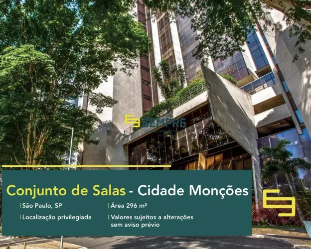 Conjunto de salas para locação na Cidade Monções com vagas
