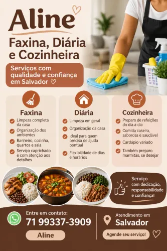 Faxina e Preparação de alimentos