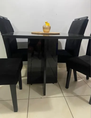 Mesa 4 cadeiras preta luxo