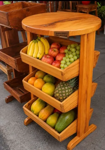 Fruteira de madeira maciça.