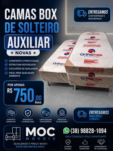 CAMAS BOX SOLTEIRO AUXILIAR NOVAS