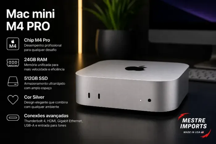 Mac mini M4 Pro 24GB RAM 512GB SSD Silver Novo Lacrado