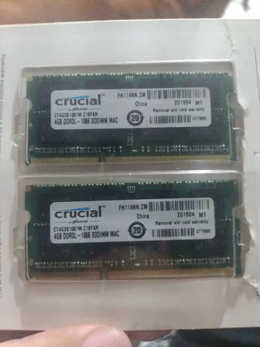 Memória RAM Crucial 8GB Kit (2x4GB) DDR3L 1066MHz para Notebook/Mac