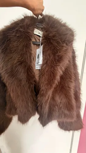 Casaco de Pele Sintética (Faux Fur) Marrom Cropped Neo Mint - NOVO COM ETIQUETA
