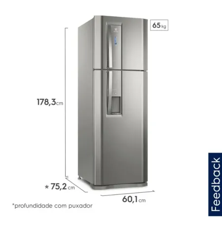 Geladeira Electrolux Inox 380L com Dispenser 