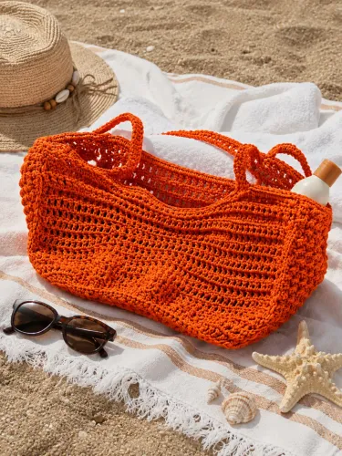Bolsa de Crochê em Linha Náutica - Estilo Praia | Artesanal | Nova