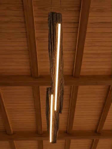 Luminária de madeira rústica 