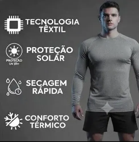 Camisa Dri Fit Térmica proteção UV 50+ Tam.G Nova sem uso Cinza