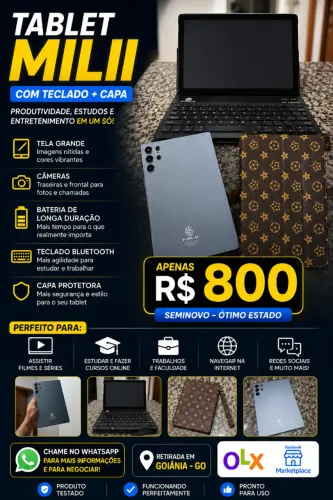 ? Tablet MILII Completo + Teclado Bluetooth + Capa | R$ 800