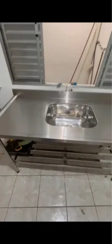 Bancada pia inox com Cuba