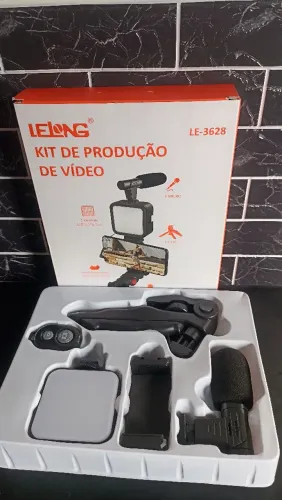 Kit estabilizador de celular com led, microfone e controle bluetooth / SUPER OFERTA