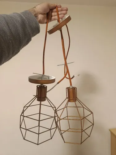 Par de Luminárias Pendentes Aramadas Estilo Industrial