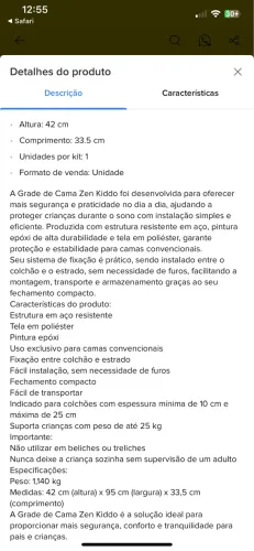 Grade de Proteção para cama