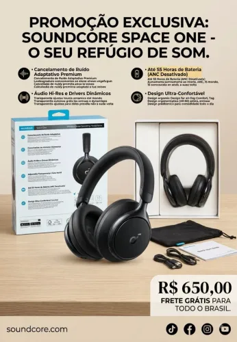 Soundcore Space One (Preto) - Apenas 1 Mês de Uso (Estado de Novo)
